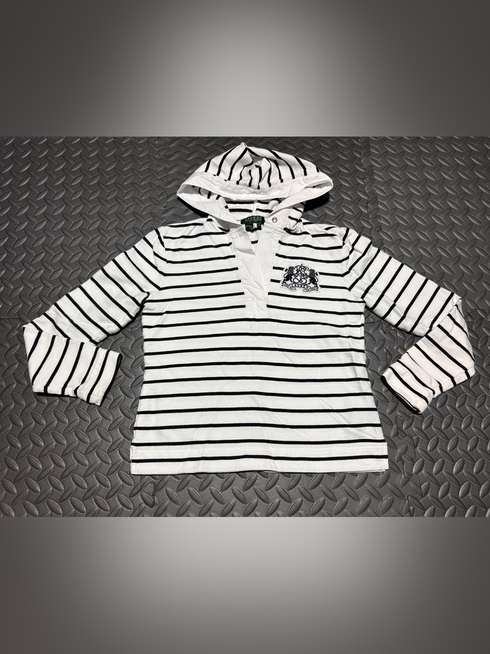 Ralph Lauren Petite Women’s Striped Hooded Long Sleeve Sweater